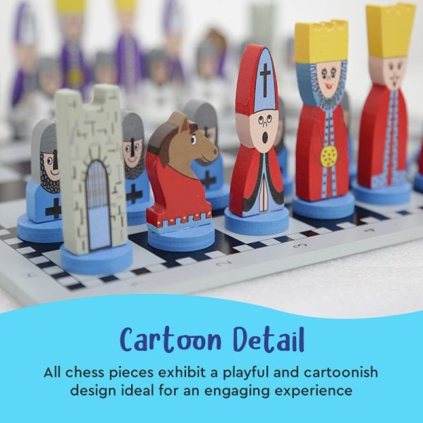 3159_7_1698645931.jpg Children's Wooden Chess Set | Educational & Fun Strategy Game with Cartoon Pieces