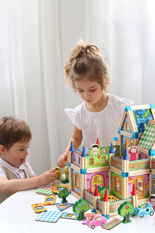 Wooden Building Blocks Castle | Creative Construction Toy for Kids - Durable & Educational