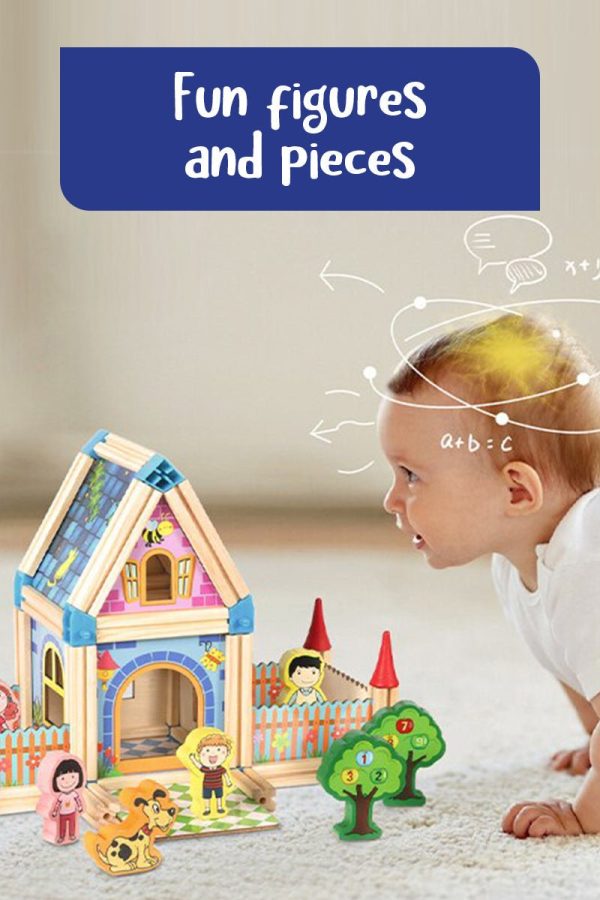 Wooden Building Blocks Castle | Creative Construction Toy for Kids - Durable & Educational