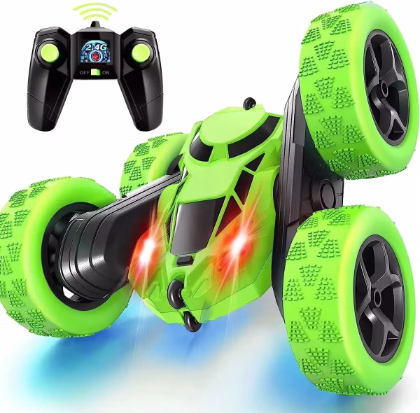 RC Stunt Car | 360° Rotating Double-Sided Stunt Vehicle with Cool LED Lights - Off-Road Drift Action Toy