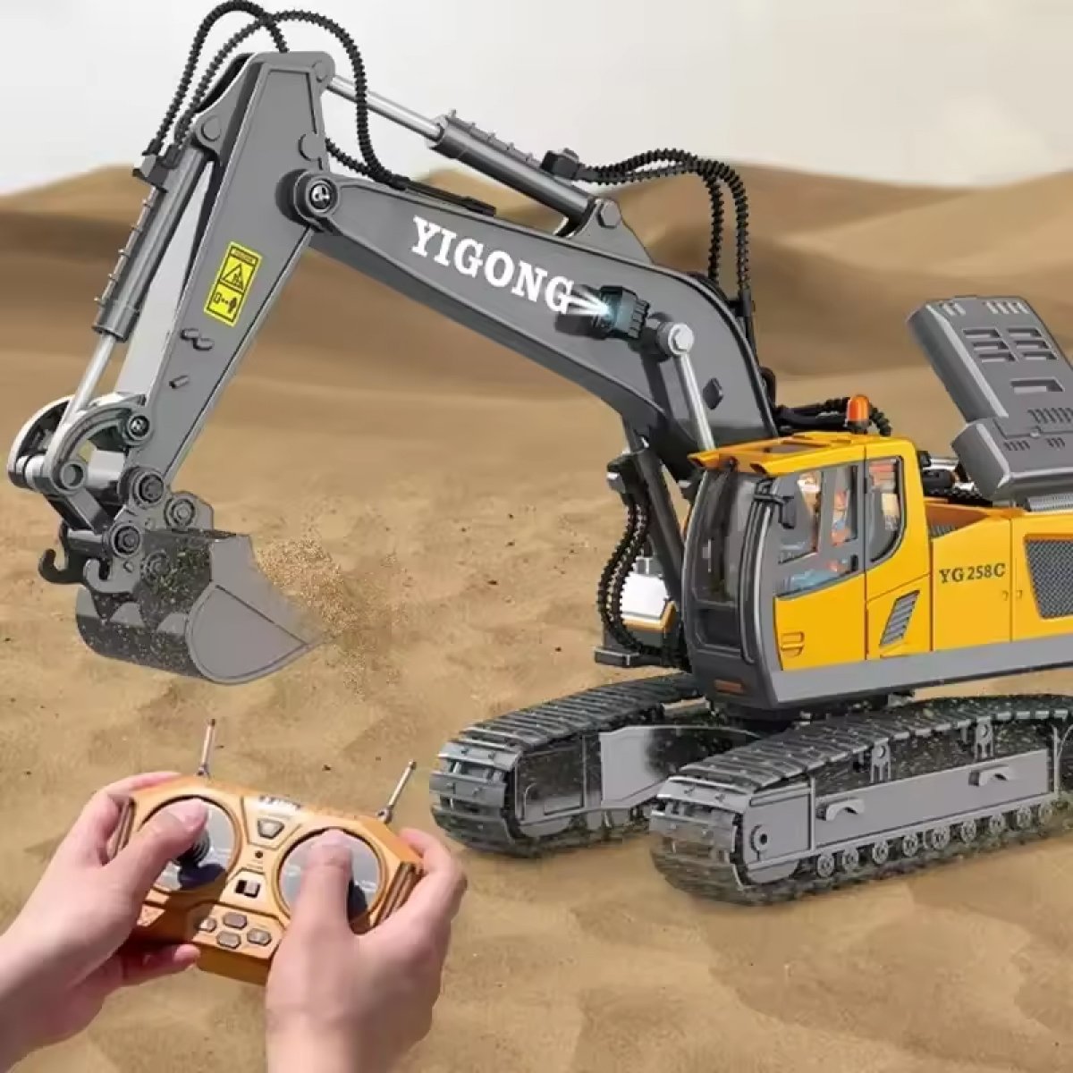 Full metal hydraulic excavator toy with remote control, 9-channel ...