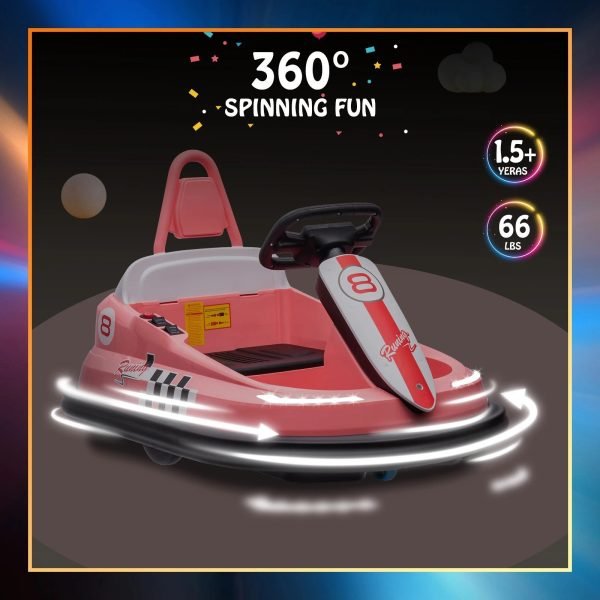 Electric Bumper Car for Toddlers 6V – 360° Spin, 2-Speeds, Lights & Music – Fun Ride Interactive Toy