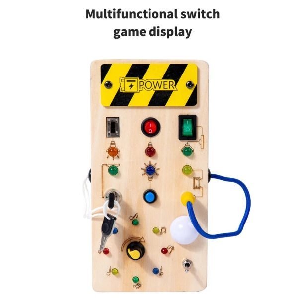 Montessori Busy Board Sensory Toy with LED Light Switch - Travel Activity Game for Kids Ages 2-4 - Fun Learning Experience