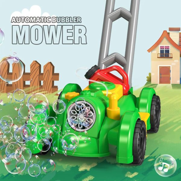 Automatic Soap Bubble Machine Gun Trolley Cart for Kids - Electric Outdoor Lawn Mower Bubble Blower for Parties & Games