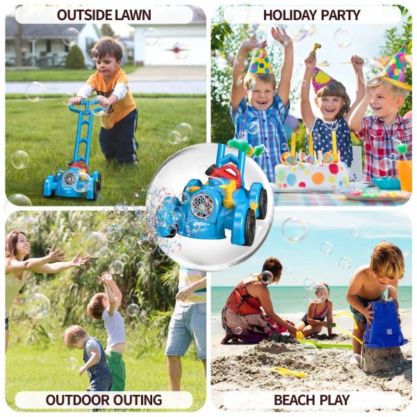 Automatic Soap Bubble Machine Gun Trolley Cart for Kids - Electric Outdoor Lawn Mower Bubble Blower for Parties & Games