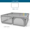Baby Playpen with Pull Ring Safety Barrier - Light Gray Corralito for Indoor Playground & Ball Box Game - Safe Space for Infants & Toddlers