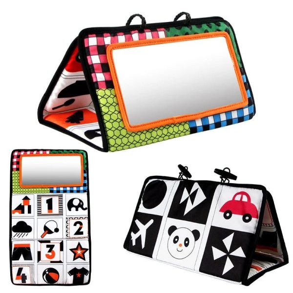 S464de639807e4ac09ece7daeaed3541dM.jpg Crinkle Cloth Book for Newborns - Sensory Tummy Time Mirror Toy for Infants 0-3 Months - Brain Development & Visual Stimulation