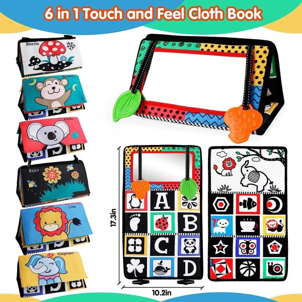 S50c7f8a678224d67a3365d4dd6ac1effI.jpg Crinkle Cloth Book for Newborns - Sensory Tummy Time Mirror Toy for Infants 0-3 Months - Brain Development & Visual Stimulation