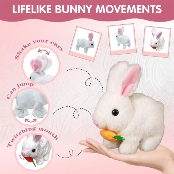 Interactive Realistic Bunny Toy - Jumping, Twitching Ears, and Shaking Action for Kids
