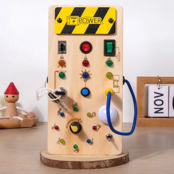 Montessori Busy Board Sensory Toy with LED Light Switch - Travel Activity Game for Kids Ages 2-4 - Fun Learning Experience