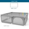 Baby Playpen with Pull Ring Safety Barrier - Light Gray Corralito for Indoor Playground & Ball Box Game - Safe Space for Infants & Toddlers
