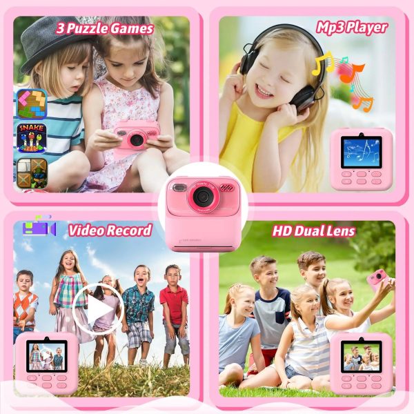 Dual-Lens Selfie Camera – 1080P HD Digital Camera for Kids with Instant Print & 32GB – Birthday & Christmas Gift