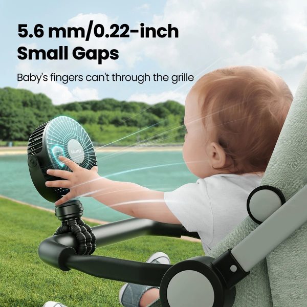 Rechargeable Clip-On Fan with 3 Speed Settings, 360° Rotation & Flexible Tripod for Car Seat & Crib