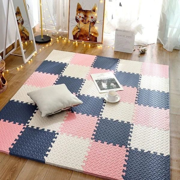 Interlocking Foam Baby Play Mat Puzzle Tiles - 12pcs Soft Floor Rugs for Kids' Playroom, 30x30x1cm - Safe Exercise Carpet