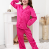 Silky Satin Pajama Set | Pink Houndstooth Print for Mom and Daughter Matching Sleepwear