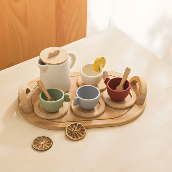 1full_3.png Kids' Pretend Tea Set | Includes Teapot & 4 Drinkable Silicone Cups for Imaginative Play and Social Interaction