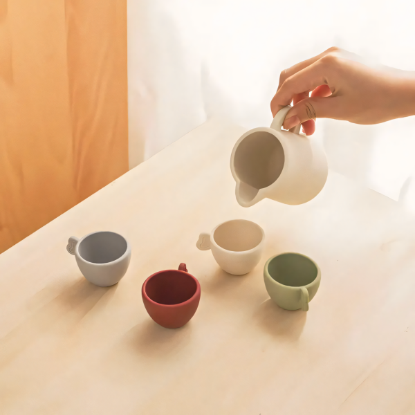 1pour.png Kids' Pretend Tea Set | Includes Teapot & 4 Drinkable Silicone Cups for Imaginative Play and Social Interaction