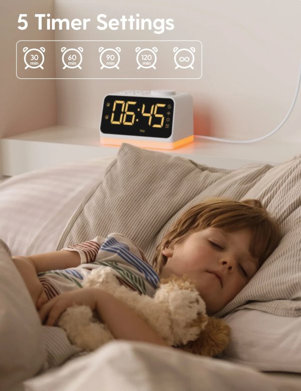 White Noise Sound Machine & Alarm Clock | Sleep Timer, 17 Smoothing Sounds