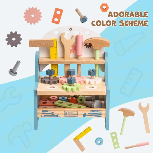 Wooden Workbench Set for Toddlers | Pretend Play Construction Toy, Solid & Safe Design