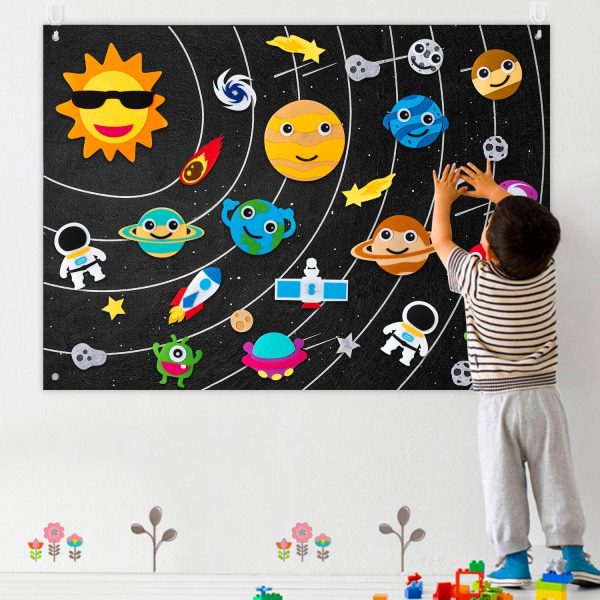 Learning Felt Board | Interactive Zoo & Universe Playset for Kids Age 3+ | Wall-Mounted Educational Toy