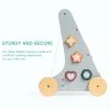 Wooden Baby Push Walker with Activity Center | Non-Slip Wheels & Educational Toys