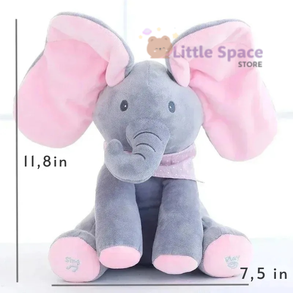 Interactive Peek-a-Boo Elephant Plush Toy | Animated Ears Flapping, Singing & Musical Comfort for Infants & Toddlers