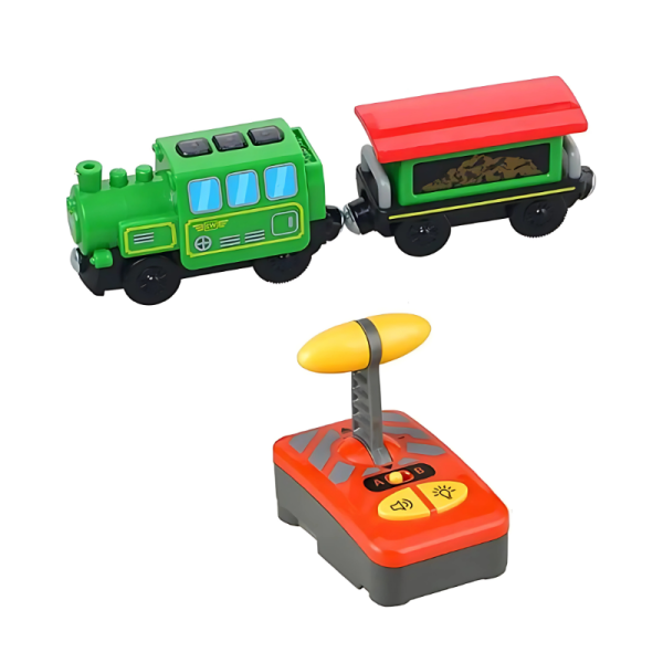 SteamTrain.png Remote-Controlled Wooden Train | Battery-Powered, Easy Control & Inspires Imagination for Kids Aged 3-5 Years